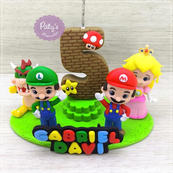 Topinho com vela Super Mario Bros. (4 personagens)