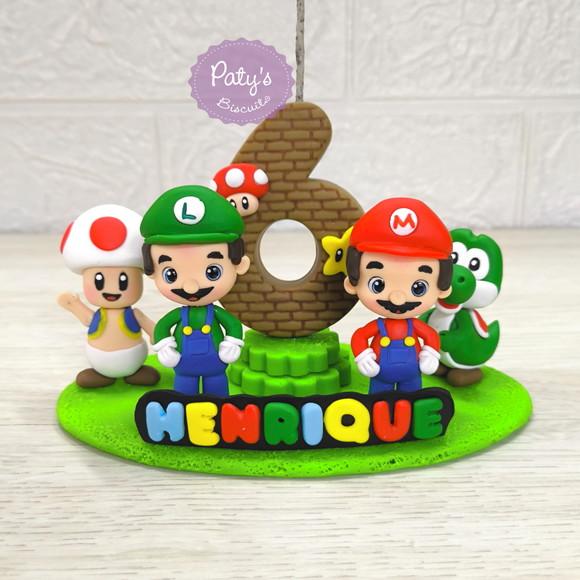 Topinho com vela Super Mario Bros. 4 personagens (mod. 02)