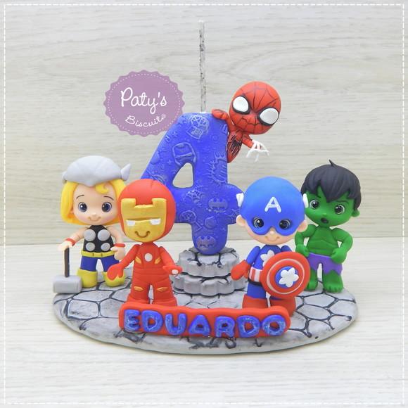 Topinho com vela Vingadores / Super Heróis (5 personagens)