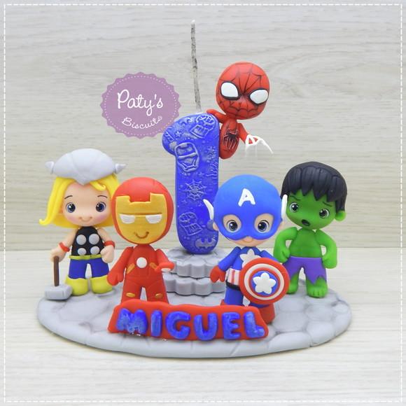 Topinho com vela Vingadores / Super Heróis (5 personagens)