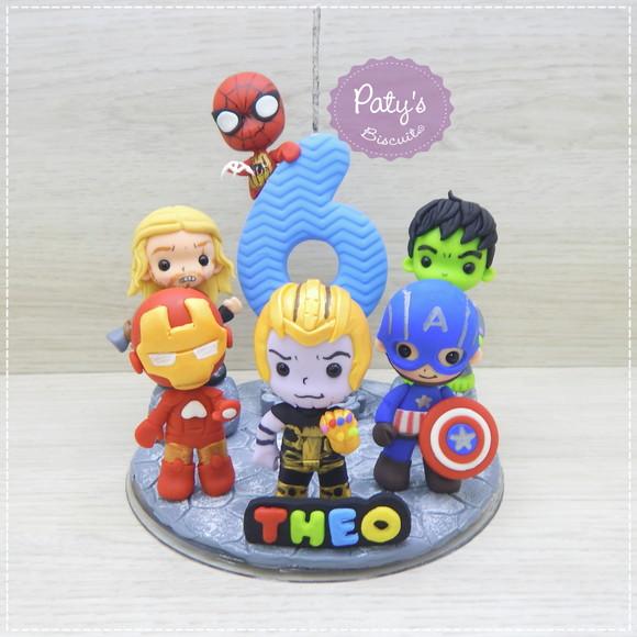 Topinho com vela Vingadores Guerra Infinita 6 personagens