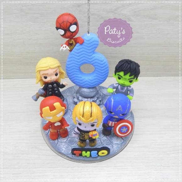 Topinho com vela Vingadores Guerra Infinita 6 personagens