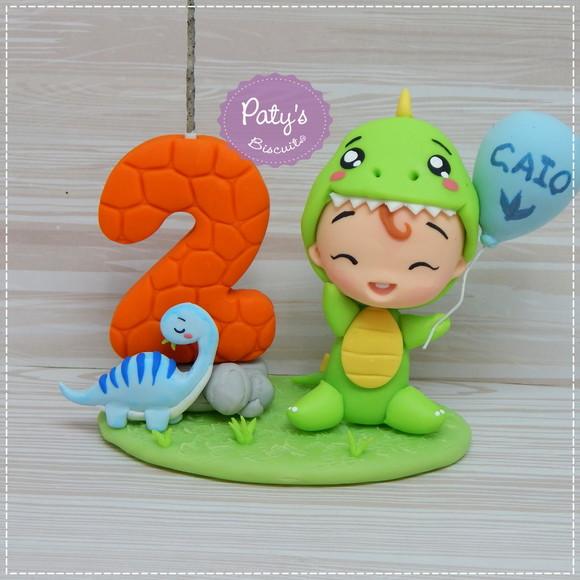 Topo com Vela Dino Baby (Menino)