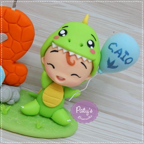 Topo com Vela Dino Baby (Menino)