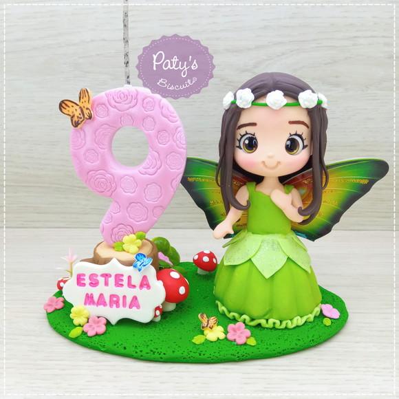 Topo com Vela Personalizado Fada / Jardim Encantado