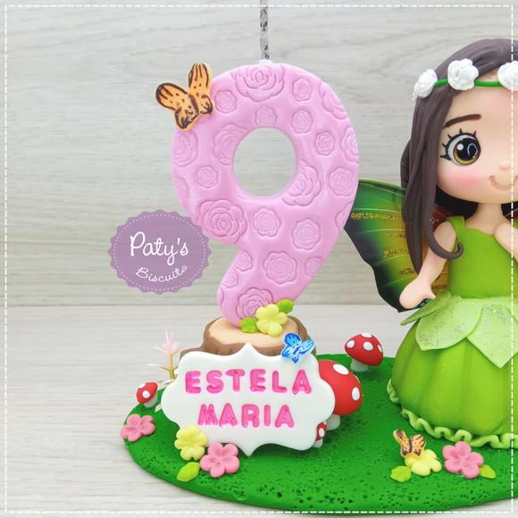 Topo com Vela Personalizado Fada / Jardim Encantado
