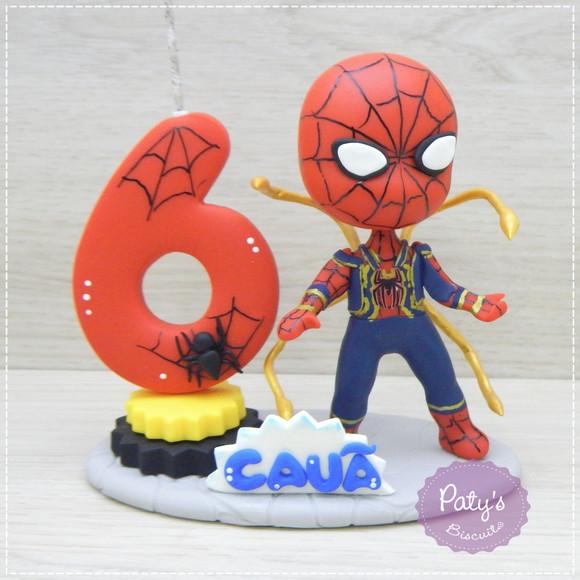 Topo com Vela Homem-aranha - Aranha de Ferro
