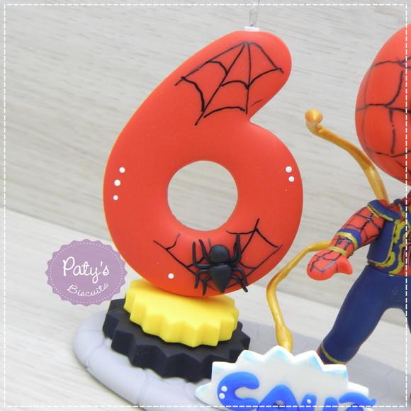 Topo com Vela Homem-aranha - Aranha de Ferro