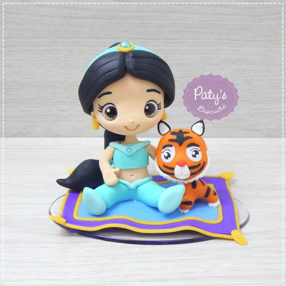 Topo com Vela Jasmine e Rajah - Aladdin