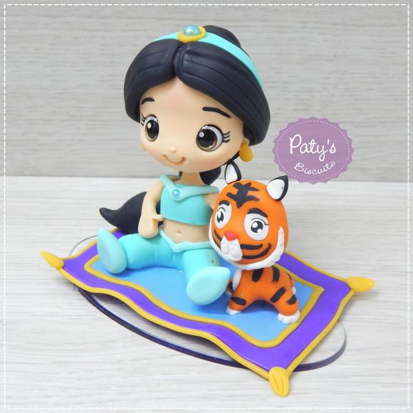 Topo com Vela Jasmine e Rajah - Aladdin