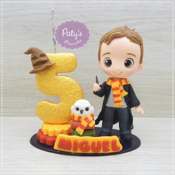 Topo com Vela Personalizado Harry Potter / Grifinória