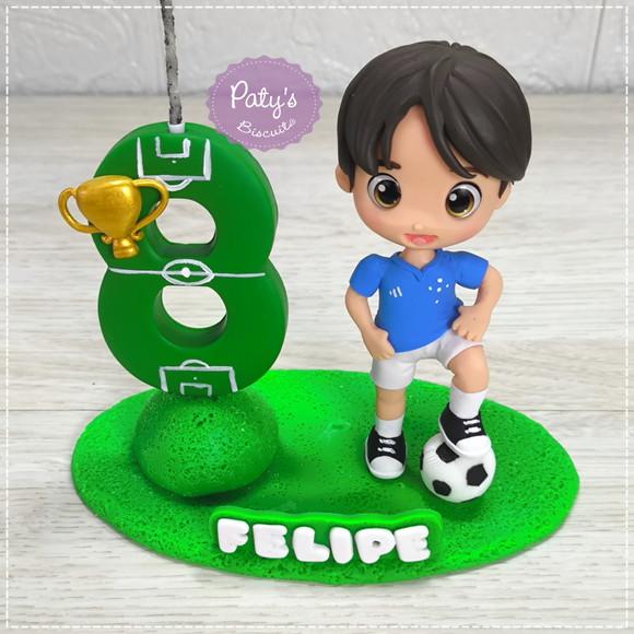 Topo com Vela Personalizado Jogador de Futebol
