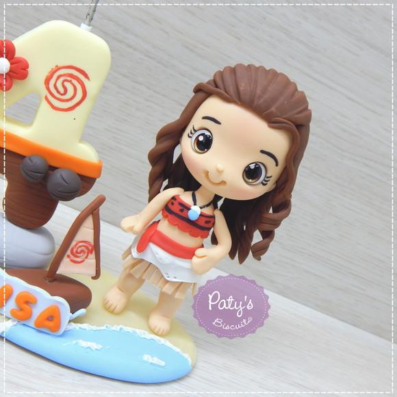 Topo com Vela Personalizado Moana