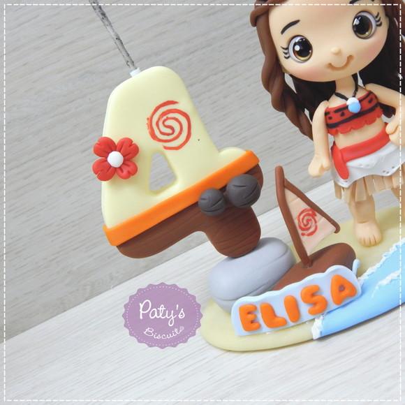 Topo com Vela Personalizado Moana