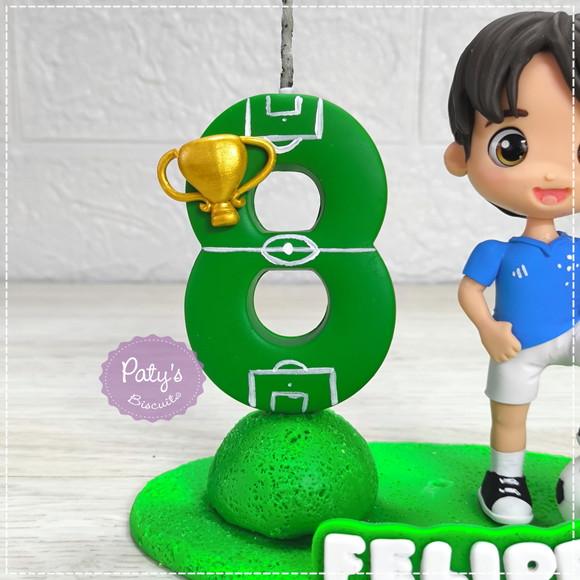 Topo com Vela Personalizado Jogador de Futebol