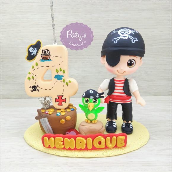 Topo com Vela Personalizado Pirata