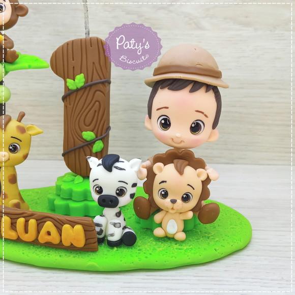 Topo com Vela Personalizado Safari Baby