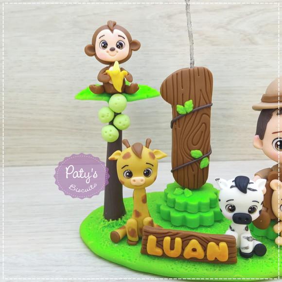 Topo com Vela Personalizado Safari Baby