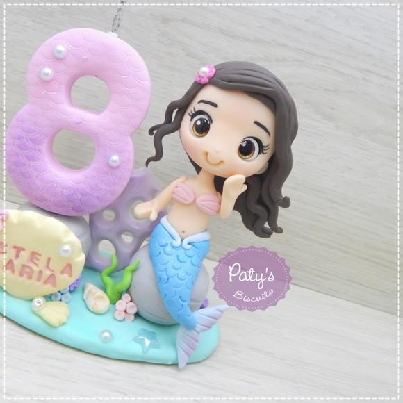 Topo com Vela Sereia Personalizada