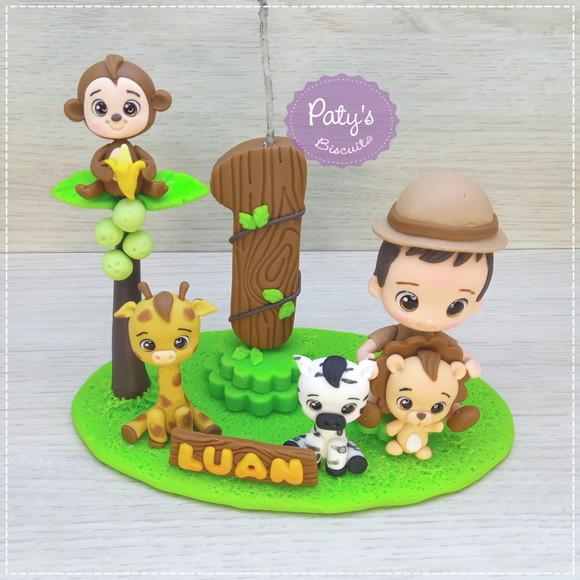 Topo com Vela Personalizado Safari Baby