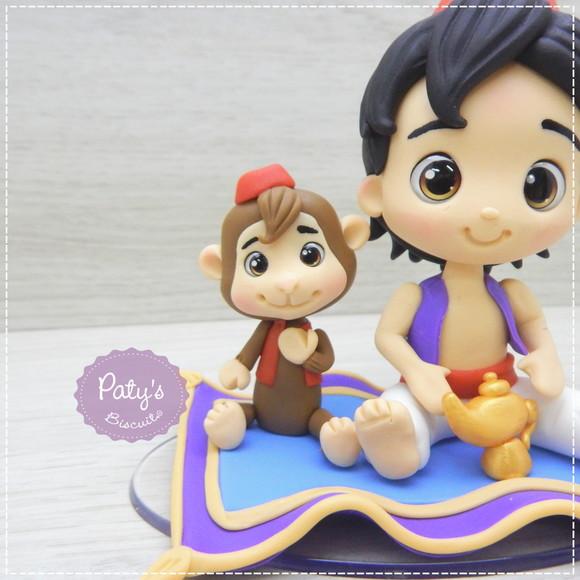 Topo de Bolo Aladdin e Abu no Tapete Voador