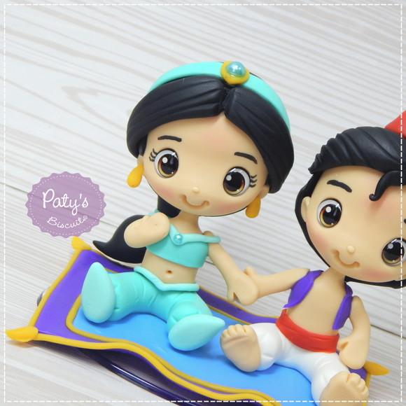 Topo de Bolo Aladdin e Jasmine