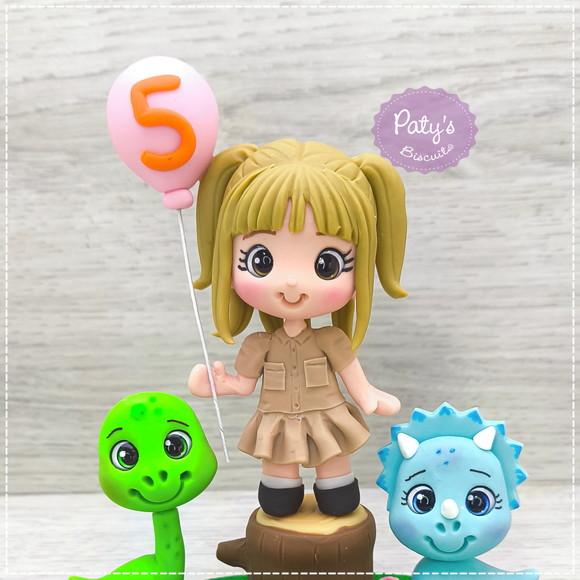 Topo de Bolo Dinossauros (Menina)