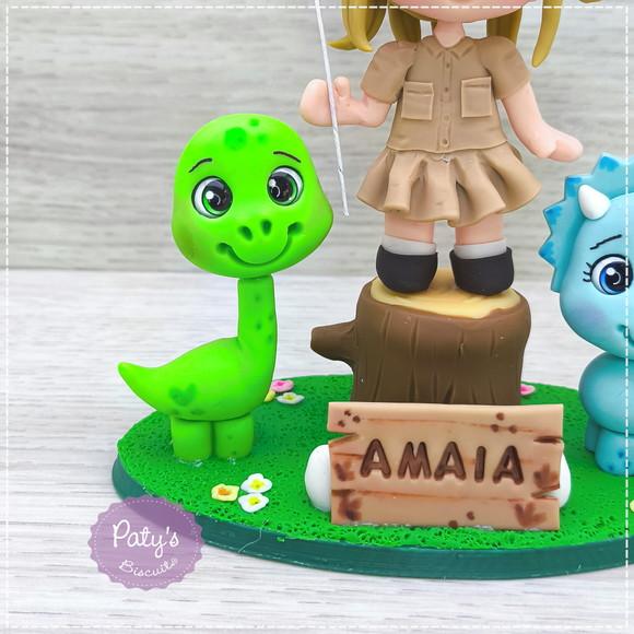 Topo de Bolo Dinossauros (Menina)