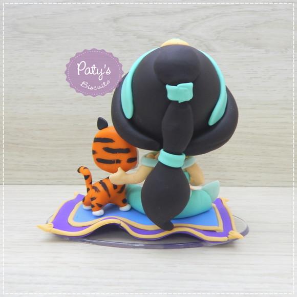Topo De Bolo Jasmine E Rajah no Tapete Voador