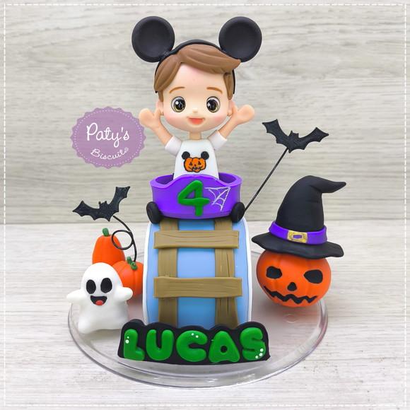 Topo de Bolo Montanha-russa de Halloween / Disney