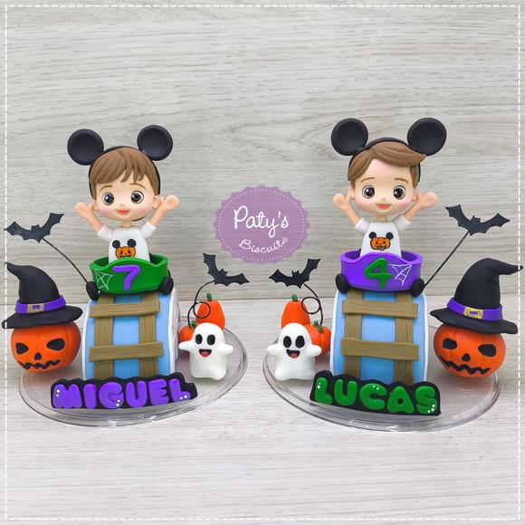 Topo de Bolo Montanha-russa de Halloween / Disney