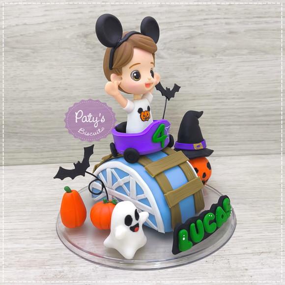 Topo de Bolo Montanha-russa de Halloween / Disney