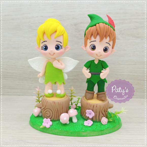 Topo de Bolo Peter Pan e Tinker Bell