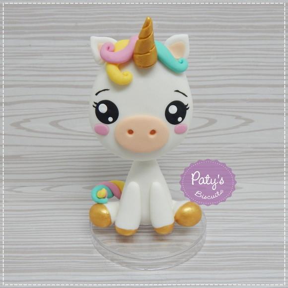 Topo de Bolo Unicórnio Kawaii 12cm