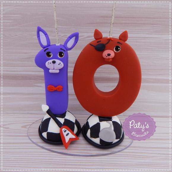 Vela Decorada Bonnie e Foxy FNAF / Five Nights At Freddy's)