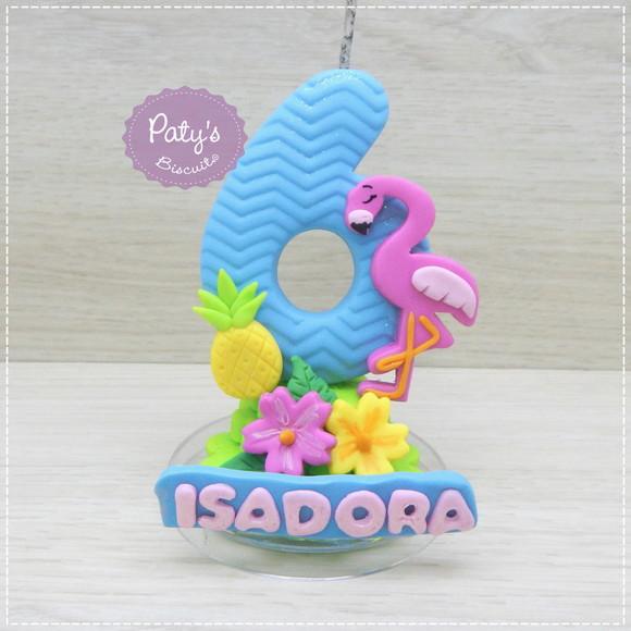 Vela Decorada Flamingo / Tropical