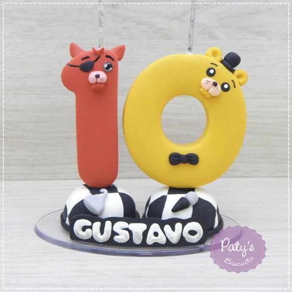 Vela Decorada Foxy e Golden Freddy - FNAF / Five Nights At Freddy