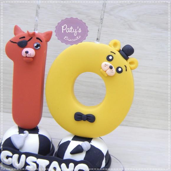 Vela Decorada Foxy e Golden Freddy - FNAF / Five Nights At Freddy
