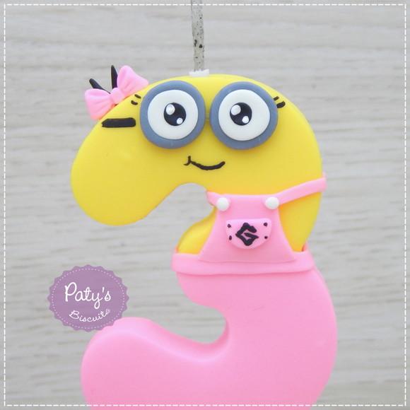 Vela Decorada Minions Menina (rosa)