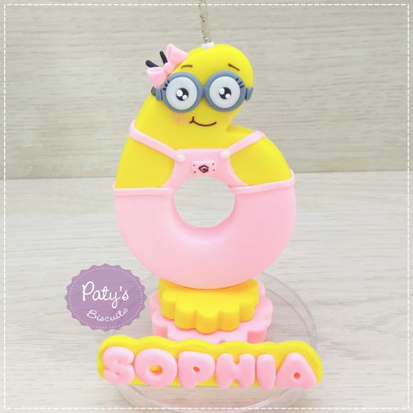 Vela Decorada Minions Menina (rosa)