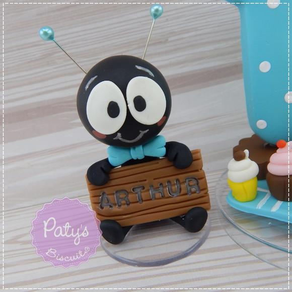 Vela Decorada Picnic Azul + Formiguinha com Nome