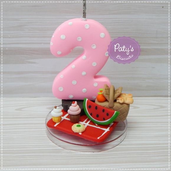 Vela Decorada Picnic Rosa + Formiguinha com Nome