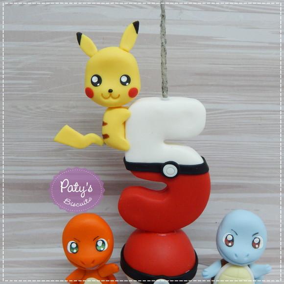 Vela Decorada Pikachu, Charmander e Squirtle - Pokémon