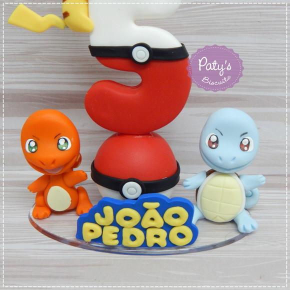 Vela Decorada Pikachu, Charmander e Squirtle - Pokémon
