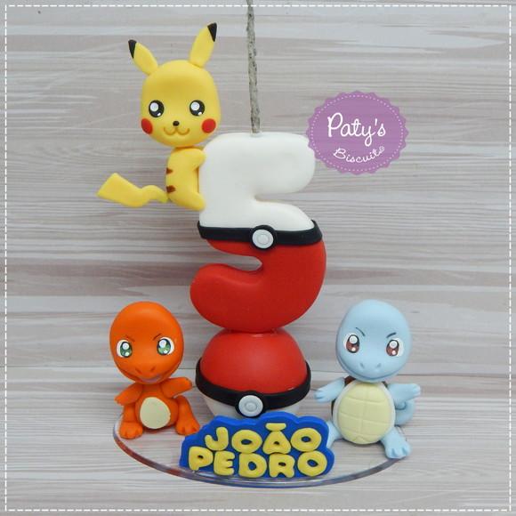 Vela Decorada Pikachu, Charmander e Squirtle - Pokémon