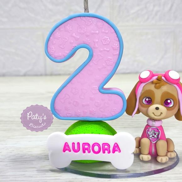 Vela Decorada Skye - Patrulha Canina (vela Rosa)