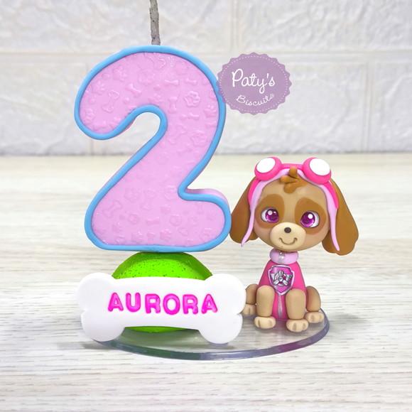 Vela Decorada Skye - Patrulha Canina (vela Rosa)