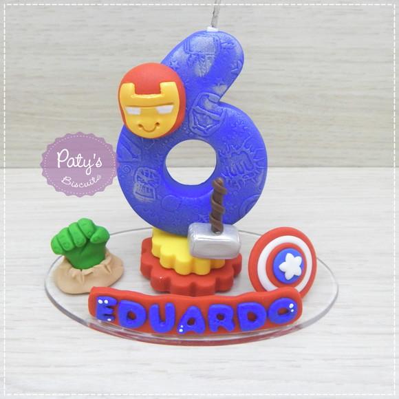 Vela Decorada Super Heróis / Vingadores (vela Azul)
