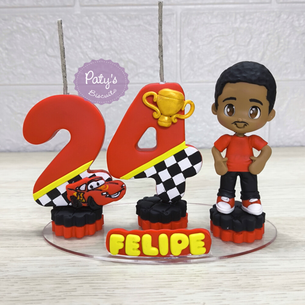 Topinho com Vela Personalizado Relâmpago Mcqueen / Carros