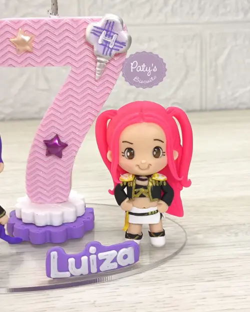 Topinho com Vela Guerreiras do Kpop Golden - Vela rosa